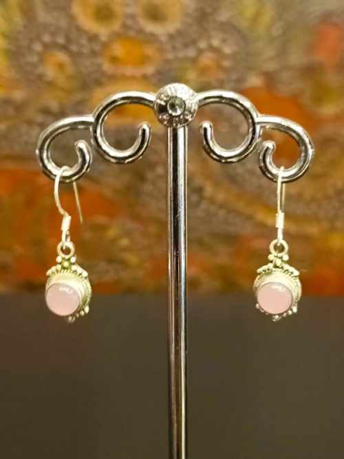 orecchini argento 925 quarzo rosa