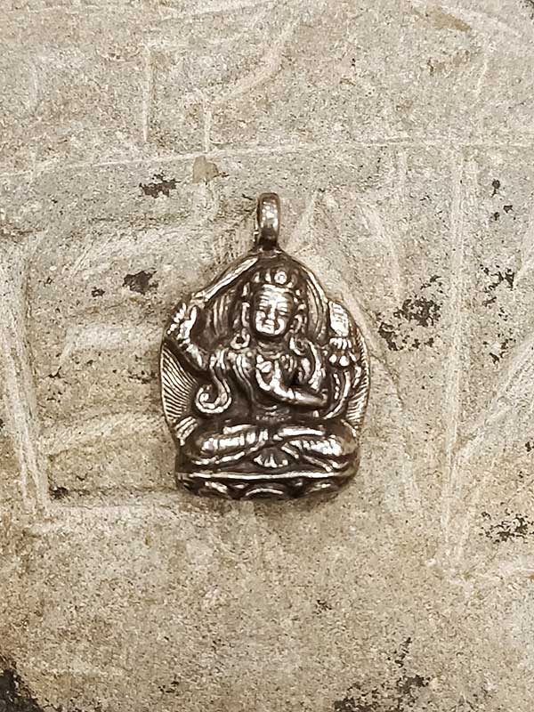 Pendente tibetano in argento con Manjusri