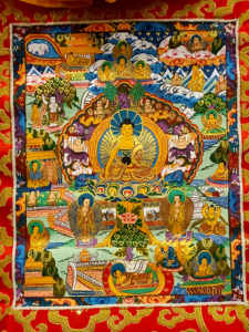 Thangka rappresentante la Vita del Buddha