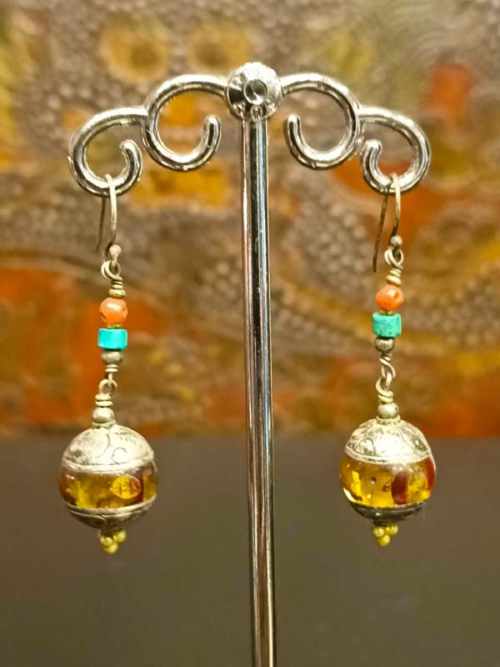 orecchini argento 925 ambra